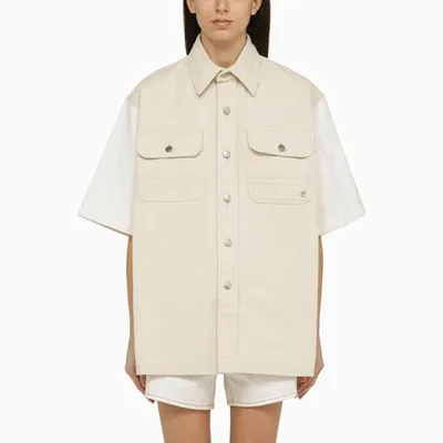 Stella Mccartney Oversized Utility Denim Shirt In Ivory