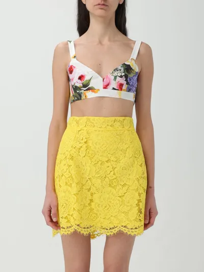 Dolce & Gabbana Floral-print Cotton Crop Top In White