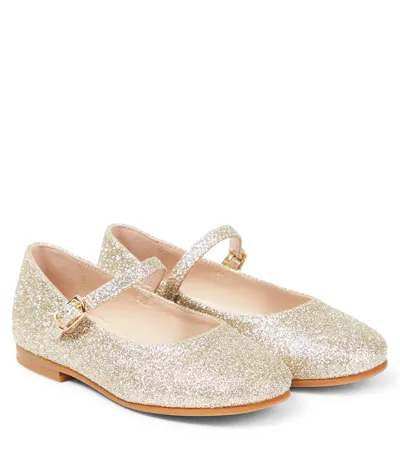 Il Gufo Kids' Glitter Mary Jane Flats In Gold