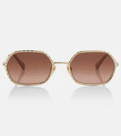 Chloé Hexagonal Sunglasses In Gold