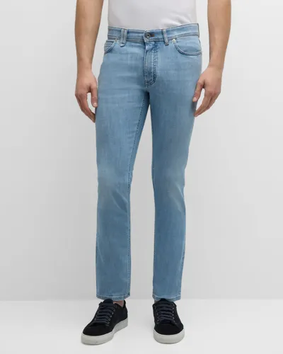 Brioni Men's Slim-fit Light Wash Denim Jeans In Bluette