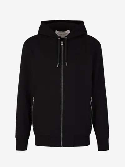 Alexander Mcqueen Logo Zipper Sweatshirt In Black