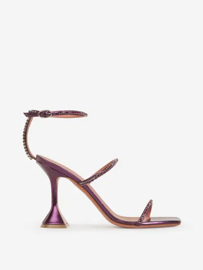 Amina Muaddi Crystal Embellished Gilda Strappy Sandals In Pink