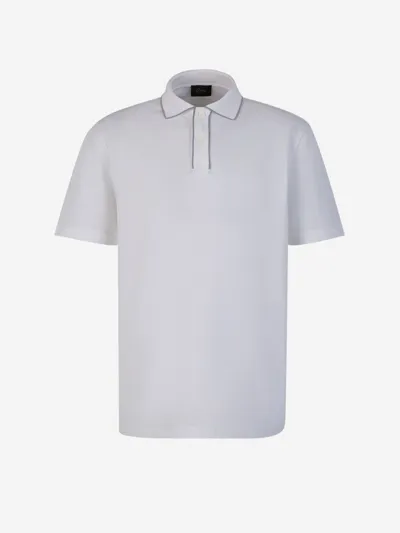 Brioni Cotton Piquet Polo In Black