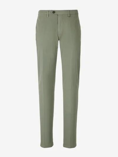 Canali Cotton Chino Trousers In Army Green