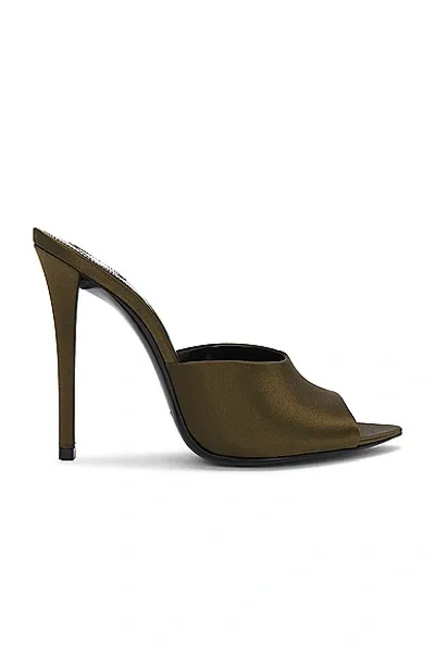 Saint Laurent Goldie Mule Sandal In Deep Kaki