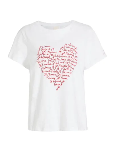 Cinq À Sept Je T'aime Heart Word Cloud Short-sleeve T-shirt In White Red