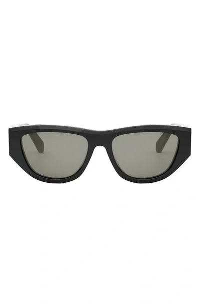 Celine Monochroms Acetate Cat-eye Sunglasses In Shiny Black Smoke