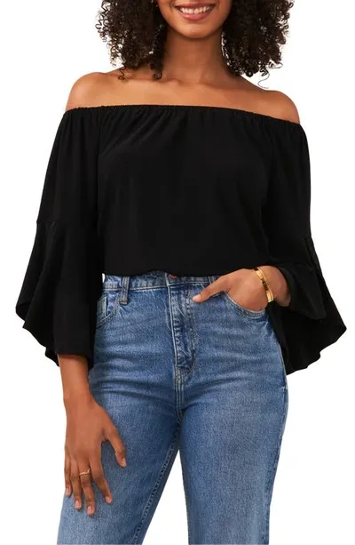 Vince Camuto Off The Shoulder Flutter Sleeve Top In Rich Black