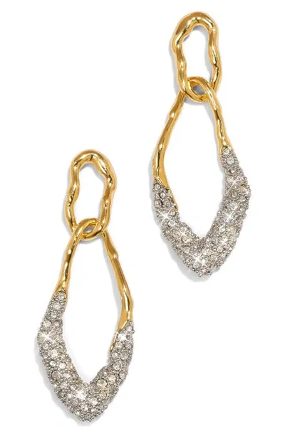 Alexis Bittar Solanales Crystal Double Link Earrings In Gold