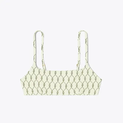 Tory Burch Printed Bikini Top In Green