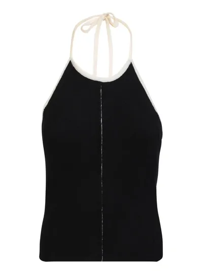 Sunnei Halterneck Knitted Top In Black