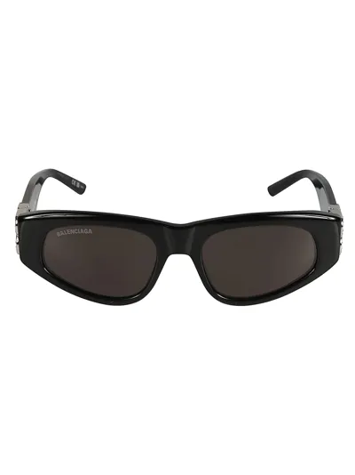 Balenciaga Crystal Embellished Bb Hinge Sunglasses In Black/silver/grey