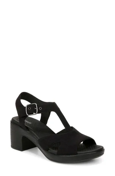 Bzees Everly Machine Washable Block Heel Sandal In Black Denim