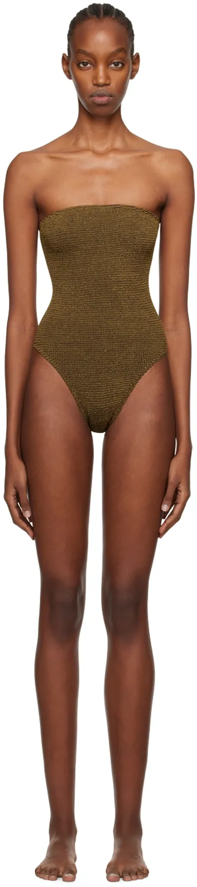 Bondeye Brown Fane Swimsuit In Cocoa Lurex