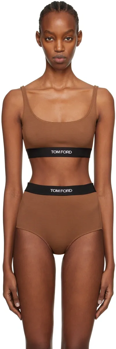 Tom Ford Brown Square Neck Bra In Kb561 Cocoa Brown