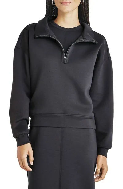 Splendid Caprice Quarter Zip Sweatshirt In Black