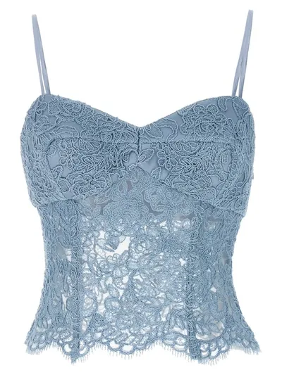 Ermanno Scervino Lace Bustier Top In Light Blue