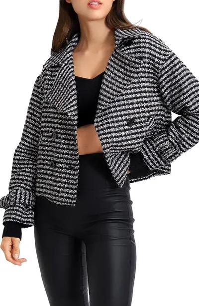 Belle & Bloom Power Over Me Tweed Jacket In Black White