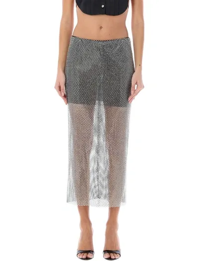 Philosophy Di Lorenzo Serafini Mesh Skirt With Rhinestones In Silver