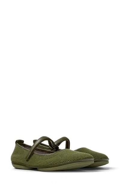 Camper Right Nina Flat Ballerina Shoes In Green