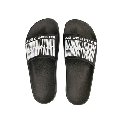 Vtmnts Barcode-print Appliqué-logo Slides In Black/white