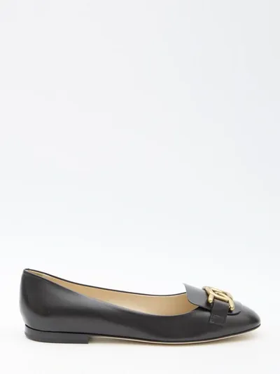 Tod's Ballerina Leather Flat In Black