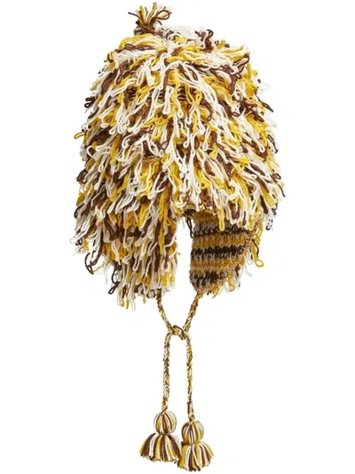 Marni Tassel-detail Virgin Wool Beanie In Natural White