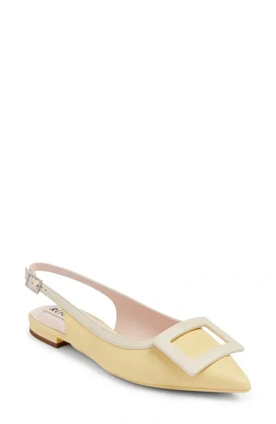 Roger Vivier Grommettine Bicolor Slingback Ballerina Flats In Yellow