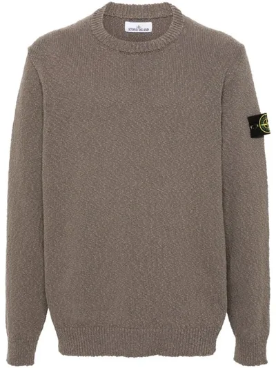 Stone Island Compass-badge Cotton-blend Jumper In Brown