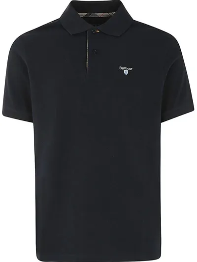 Barbour Tartan Piquet Polo Shirt In Black