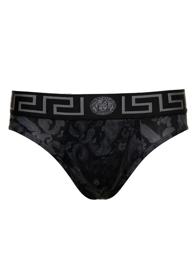 Versace Slip Barocco Monocrome In Grey