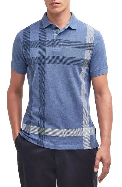 Barbour Men's Blaine Tartan Short Sleeve Polo Shirt In Chambray