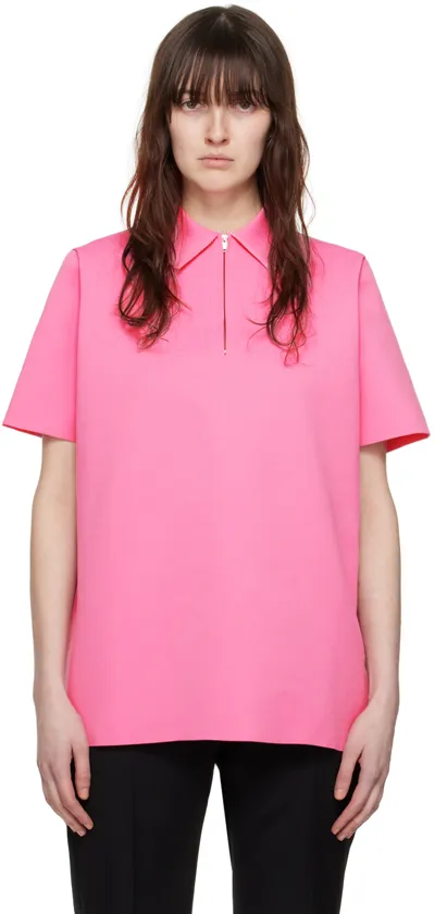 Jil Sander Zipped Polo Shirt In Pink