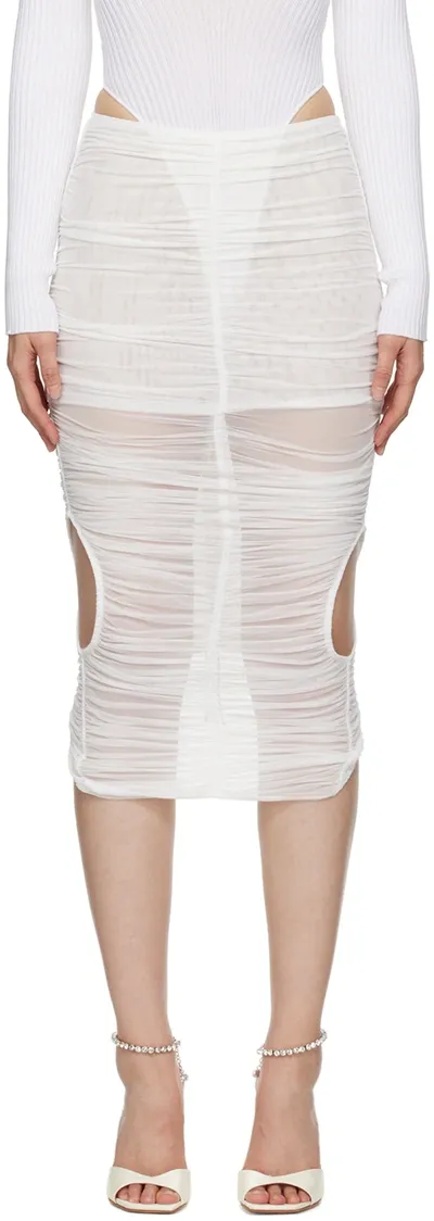 Mugler White Draped Midi Skirt In 1016 Warm White