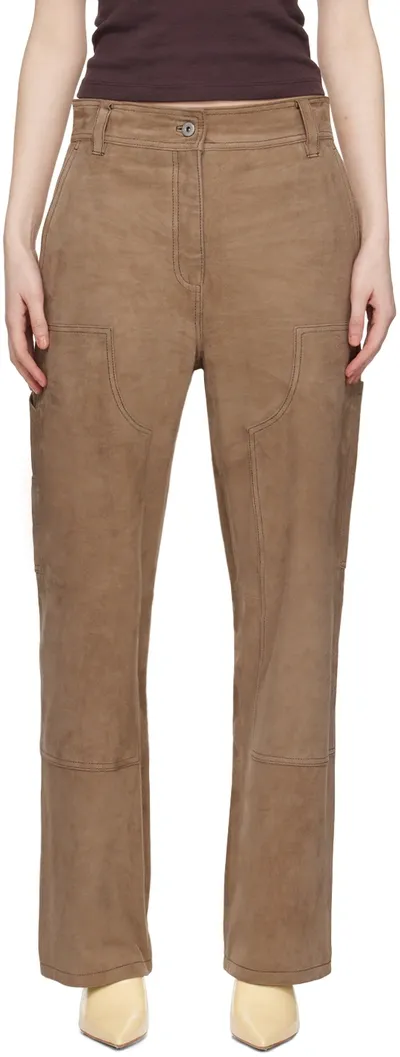 Stand Studio Tan Rosalia Suede Pants In Sandstone Beige