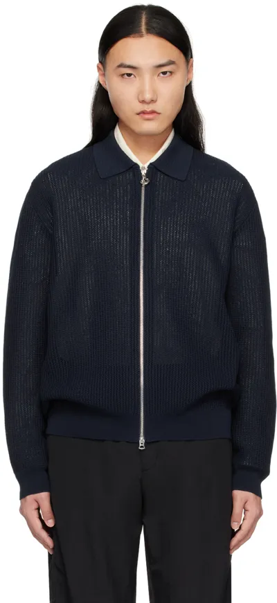 Solid Homme Navy Spread Collar Cardigan In 607n Navy