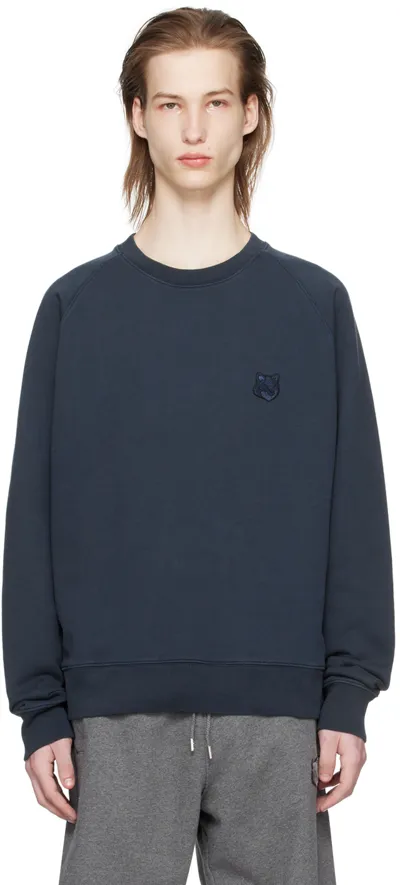 Maison Kitsuné Navy Bold Fox Head Sweatshirt In P492 Deep Navy