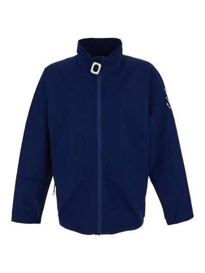 Jw Anderson Logo Printed Zipped Jacket In Blue