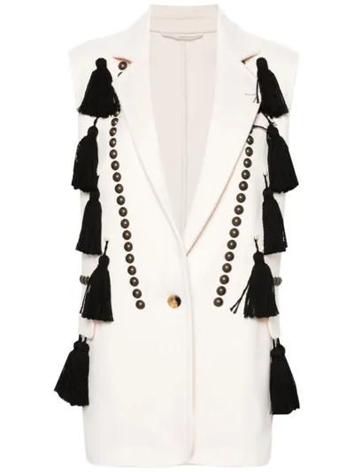 Max Mara Arco Embellished Sleeveless Gilet In White