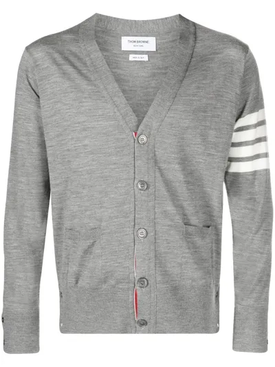 Thom Browne 4bar Wool Cardigan In Grey