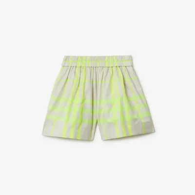 Burberry Kids'  Childrens Check Cotton Blend Shorts In Vivid Lime