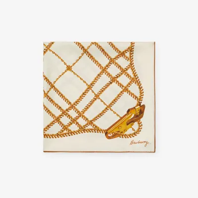 Burberry Chain Check Silk Scarf In Gold