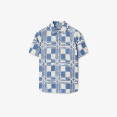 Burberry Kids'  Childrens Check Cotton Shirt In Pale Blue