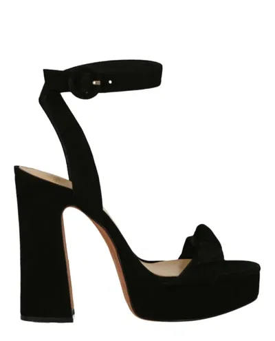 Alexandre Birman Clarita Curve Suede Platform Sandals In Black