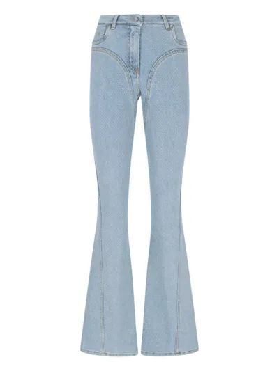 Mugler All-over Rhinestone Jeans In Light Blue