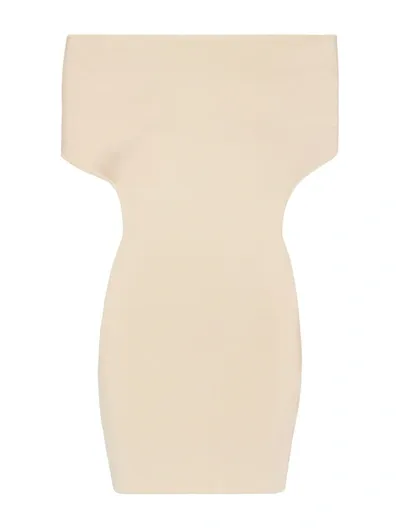 Jacquemus Beige Les Sculptures 'la Robe Cubista' Minidress In Yellow & Orange