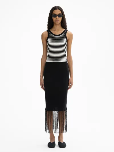 House Of Dagmar Ribbed Tank Top In Black White