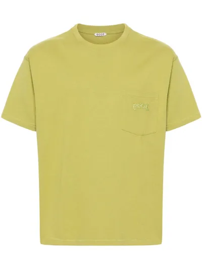 Bode Embroidered-logo Cotton T-shirt In Green