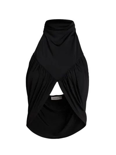 Nina Ricci Draped Halter Top In Black